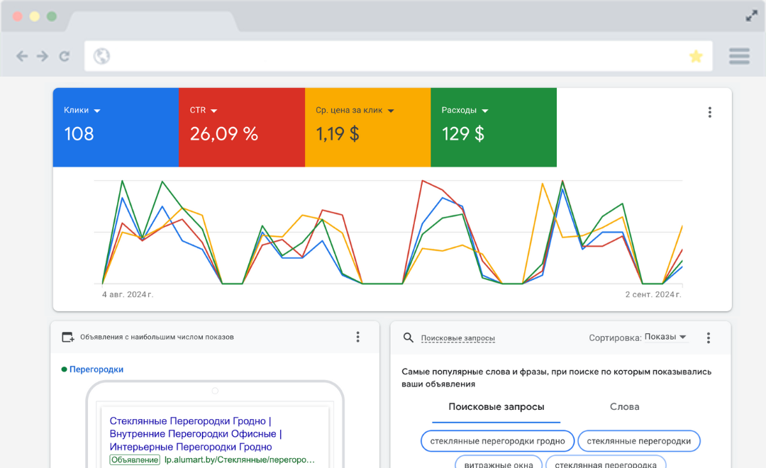Стеклянные перегородки (Alumart)